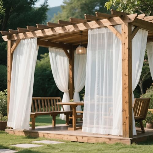 XTDMJ Outdoor Vorhang Wasserdicht, 2er Set H 213 x B 132 cm Transparent Outdoorvorhänge Ösen Gardinen Wasserdicht Voile Gardinenschal für Terrasse Pavillon XTDMJ Outdoor Vorhang Wasserdicht, 2er Set H 213 x B 132 cm Transparent Outdoorvorhänge Ösen Gardinen Wasserdicht Voile Gardinenschal für Terrasse Pavillon von XTDMJ