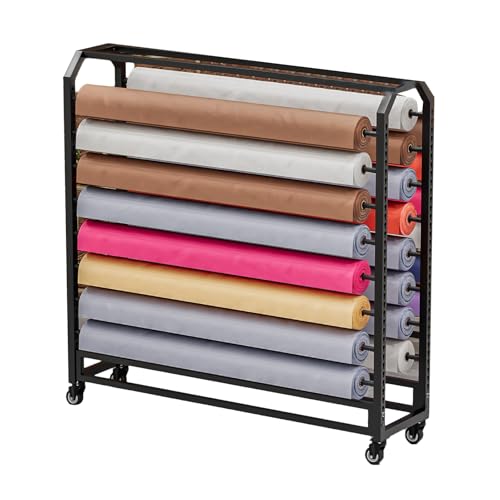 XTGDIEM Großes Kommerzielles Lagerregal for Stoffrollen, Mobiles Hochleistungs-Lagerregal Aus Stahl for Vinylrollen, Lederrollen, Fensterfolie Und Tapetenpräsentation(170x45x158cm-10Rod) von XTGDIEM