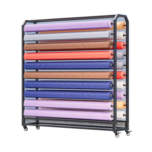 XTGDIEM Stoffrollen-Lagerregal, Mobiles Metall-Lagerregal Mit Verstellbarer Stange, Geeignet for Tapeten, Autofensterfolien Und Medienrollen(170x45x143cm-8Rod) von XTGDIEM