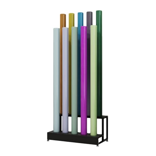 XTGDIEM Stoffrollen-Organizer, Robustes Vinyl-Aufbewahrungsregal Aus Stahl Mit Spender Und Schneider for Vinyl, Leder, Fensterfolie Tapetenpräsentation(75x48x53cm) von XTGDIEM