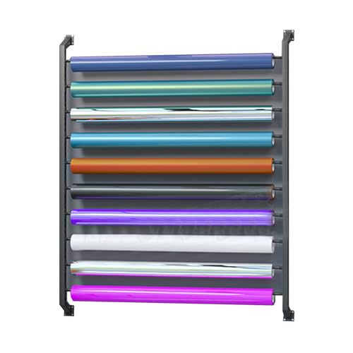 XTGDIEM Wandmontiertes Vinyl-Rack Mit 8/10 Rollen, Robustes, Bodenmontiertes Medien-Rack Rundem Kern for Leder- Und Teppichmuster(160x175x14cm-10Rod) von XTGDIEM