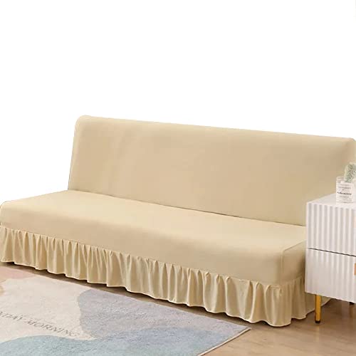 Mit Rock Sofabezug Ohne Armlehnen,3/2/1 Sitzer Stretch Armless Schlafsofa-Bezüge Sofa Überwürfe Grau Beige Elastischer Sofahusse Ohne Armlehne Schlafsofa Bezug ( Color : Colour1 , Size : 150-180cm ) von XTHY