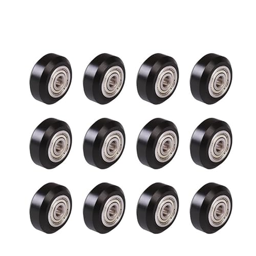 12/24 PCS CNC POM Riemenscheibe 3D-Druckerteile Kunststoff mit 625zz Lager Umlenkrolle Zahnrad Opensource V-Schlitz(12pcs Round pulley) von XTINKOPW