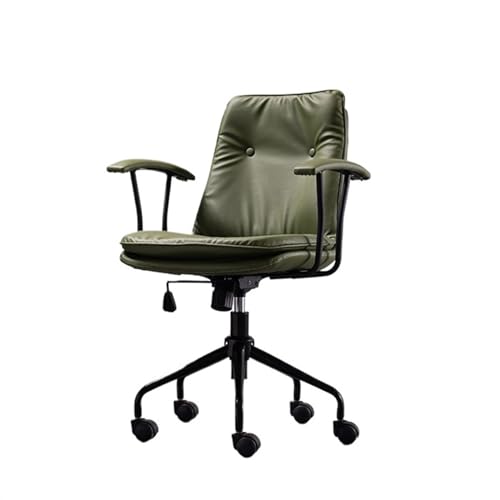 Hohe Rückenlehne Bürostuhl aus PU-Leder, bequemer moderner Schreibtischstuhl for das Home-Office mit Rollen und schwarzem Metallfuß, ergonomischer Stuhl, verstellbarer Drehstuhl Einstellbar(Green) von XTJS56QB