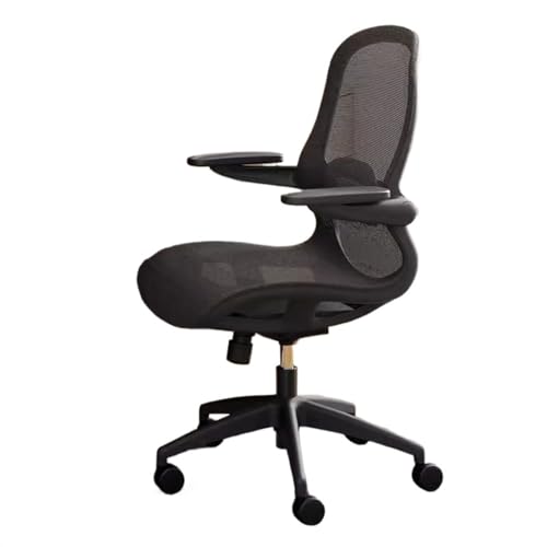 Hohe Rückenlehne Ergonomischer Bürostuhl aus Netzgewebe, Schreibtischstuhl mit hoher Rückenlehne, verstellbaren hochklappbaren Armlehnen, Lordosenstütze und Rollen, drehbarer Computer-Arbeitsstuhl Ein von XTJS56QB