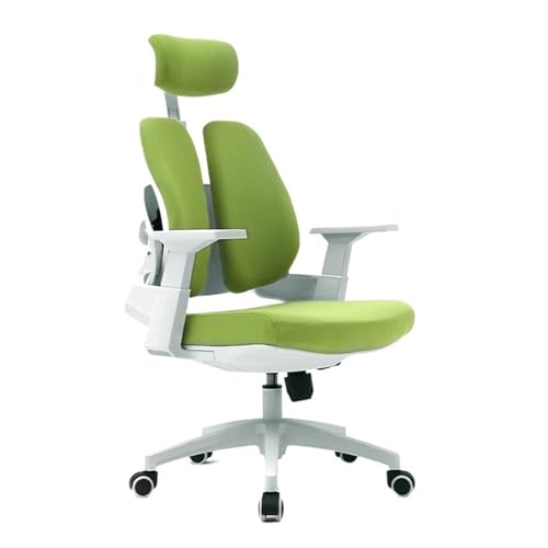 Hohe Rückenlehne Ergonomischer Bürostuhl mit hoher Rückenlehne, Schreibtischstuhl mit Rollen, Chefsessel mit Drehfunktion und verstellbarer Armlehne, Lordosenstütze und Kopfstütze Einstellbar(Green) von XTJS56QB