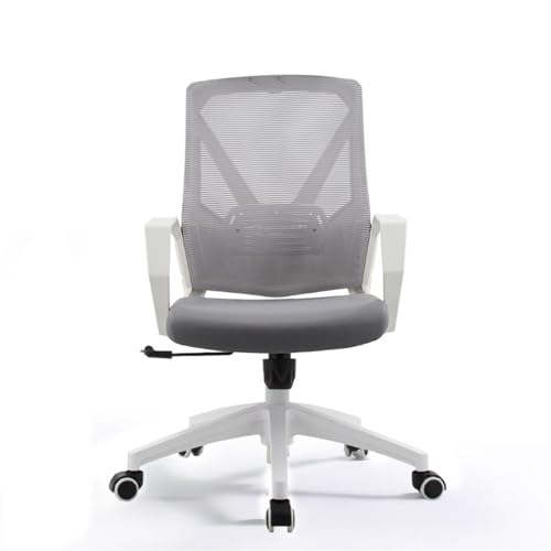 Hohe Rückenlehne Modischer, verstellbarer Bürodrehstuhl, ergonomischer Netz-Arbeitsdrehstuhl mit mittlerer Rückenlehne und Rollen, Studien- und Konferenzstuhl, Rückenlehne Einstellbar(Grigio) von XTJS56QB