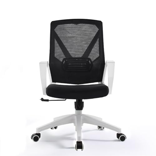 Hohe Rückenlehne Modischer, verstellbarer Bürodrehstuhl, ergonomischer Netz-Arbeitsdrehstuhl mit mittlerer Rückenlehne und Rollen, Studien- und Konferenzstuhl, Rückenlehne Einstellbar(Schwarz) von XTJS56QB