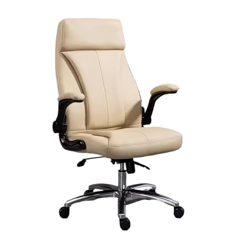 Hohe Rückenlehne Schreibtischstuhl for Heimcomputer mit hoher Rückenlehne aus Leder mit gepolsterten, hochklappbaren Armlehnen, verstellbarer, drehbarer, rollender ergonomischer Stuhl, Chefsessel Eins von XTJS56QB