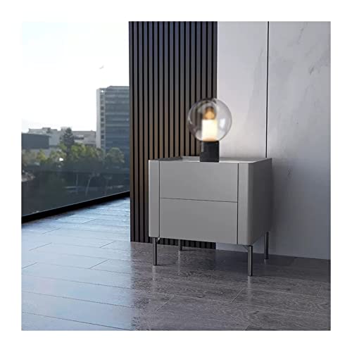 Storage Grauer Nachttisch mit 2 Schubladen, großer Nachttisch aus Holz mit Metallbeinen, verschleißfester Steinschiefer-Nachttisch for Schlafzimmer, Wohnzimmer Shelf(L40xD40xH50cm) von XTJS56QB