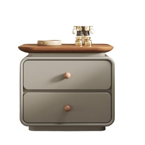 Storage Nachttisch mit Tablett, grau, Nachttisch, Doppelschublade, Aufbewahrungsschrank for Schlafzimmer Shelf(Groß) von XTJS56QB