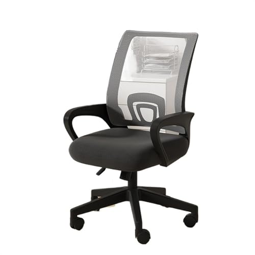 XTJS56QB Hohe Rückenlehne Bequemer Bürostuhl for Zuhause, bequemer Gaming-Drehstuhl, ergonomischer Stuhl mit Netzgewebe und mittlerer Rückenlehne Einstellbar(Grigio) von XTJS56QB