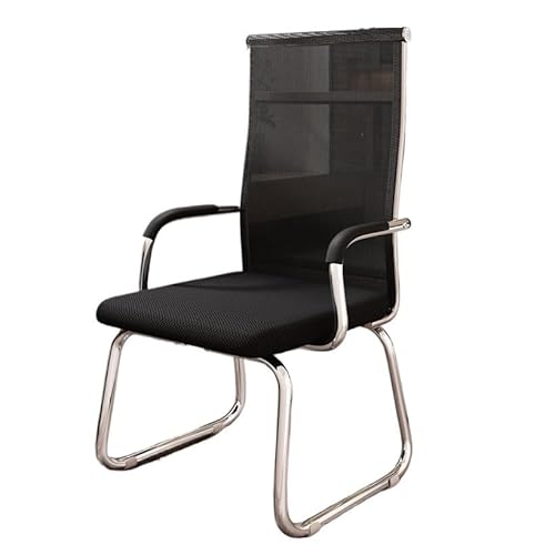 XTJS56QB Hohe Rückenlehne Besprechungsbürostühle, Chromrahmen, gepolsterte Empfangsstühle mit hoher Rückenlehne und Netzstoff for das Home Office Einstellbar(Schwarz) von XTJS56QB