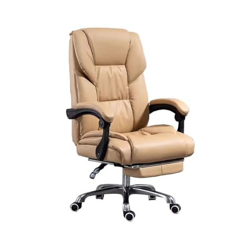 XTJS56QB Hohe Rückenlehne Bürostuhl, bequemer, langlebiger Sitzstuhl, Liegestuhl, Computerstuhl, Drehstuhl, Heimschreibtischstuhl, Business-Stuhl Einstellbar(Beige) von XTJS56QB