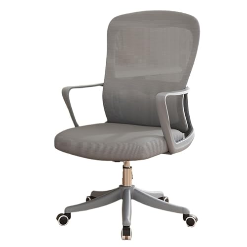 XTJS56QB Hohe Rückenlehne Bürostuhl, ergonomisch, for Büro, Heimschreibtisch, Netzstoff, Feste Armlehne, Chefsessel, Computerstuhl mit Lordosenstütze Einstellbar(Grigio) von XTJS56QB