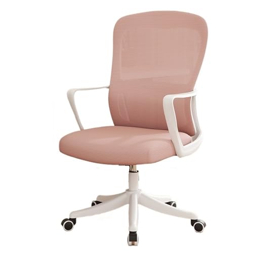 XTJS56QB Hohe Rückenlehne Bürostuhl, ergonomisch, for Büro, Heimschreibtisch, Netzstoff, Feste Armlehne, Chefsessel, Computerstuhl mit Lordosenstütze Einstellbar(Pink) von XTJS56QB