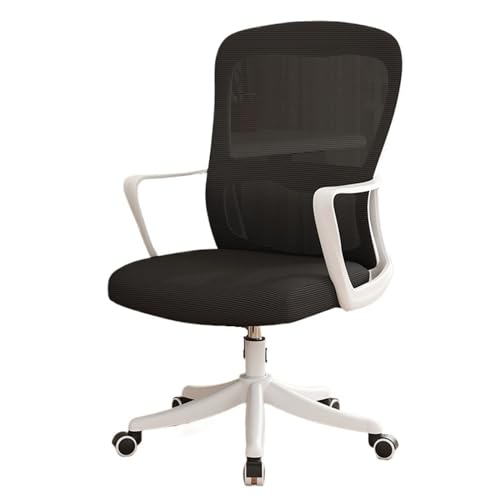 XTJS56QB Hohe Rückenlehne Bürostuhl, ergonomisch, for Büro, Heimschreibtisch, Netzstoff, Feste Armlehne, Chefsessel, Computerstuhl mit Lordosenstütze Einstellbar(Weiß) von XTJS56QB