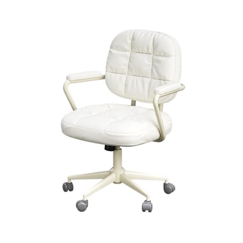 XTJS56QB Hohe Rückenlehne Bürostuhl, ergonomischer Stuhl mit Rollen, Kleiner moderner Chefsessel aus Leder for Büro, Besprechungszimmer, Arbeitszimmer Einstellbar(Weiß) von XTJS56QB