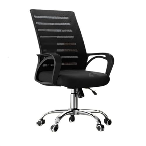 XTJS56QB Hohe Rückenlehne Bürostuhl Ergonomischer Schreibtischstuhl mit Rollen und gestreifter Netzrückenlehne Drehbarer Arbeitsstuhl Einstellbar(Schwarz) von XTJS56QB