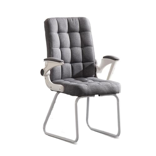 XTJS56QB Hohe Rückenlehne Bürostuhl for zu Hause mit Stoffkissen, bequemer und weicher Schreibtischstuhl, mittelhohe Rückenlehne, Bürostuhl mit Metallfuß, ohne Rollen Einstellbar(Grigio) von XTJS56QB
