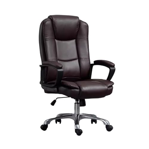 XTJS56QB Hohe Rückenlehne Business-Bürostuhl, Heimcomputerstuhl, hohe Rückenlehne, Lerndrehstuhl, ergonomischer Personalstuhl Einstellbar(Dark Brown) von XTJS56QB