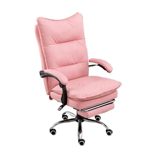 XTJS56QB Hohe Rückenlehne Chefsessel, Retro-Bürostuhl aus PU-Leder mit Gummirädern, Computer-/Büro-Schreibtischstuhl, ergonomischer dreiteiliger Bürostuhl mit hoher Rückenlehne Einstellbar(Pink) von XTJS56QB