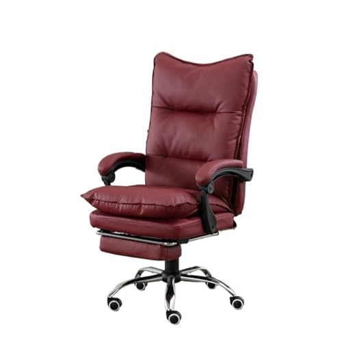 XTJS56QB Hohe Rückenlehne Chefsessel, Retro-Bürostuhl aus PU-Leder mit Gummirädern, Computer-/Büro-Schreibtischstuhl, ergonomischer dreiteiliger Bürostuhl mit hoher Rückenlehne Einstellbar(Red) von XTJS56QB