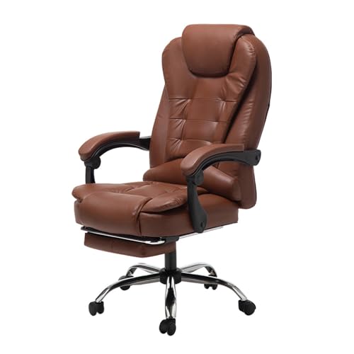 XTJS56QB Hohe Rückenlehne Chefsessel Bürostuhl aus PU-Leder Bequemer weicher Business-Bürostuhl Verstellbarer Computerstuhl Home-Office-Stuhl Einstellbar(Bruin) von XTJS56QB