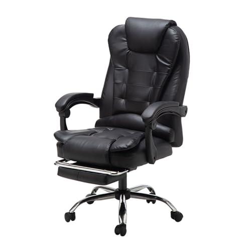 XTJS56QB Hohe Rückenlehne Chefsessel Bürostuhl aus PU-Leder Bequemer weicher Business-Bürostuhl Verstellbarer Computerstuhl Home-Office-Stuhl Einstellbar(Schwarz) von XTJS56QB