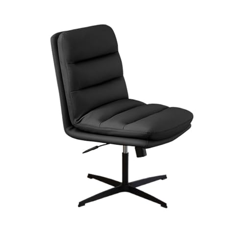 XTJS56QB Hohe Rückenlehne Chefsessel Bürostuhl ohne Armlehne Bürostuhl aus PU-Leder mit Rollen Ergonomischer Bürostuhl Einstellbar(Schwarz) von XTJS56QB