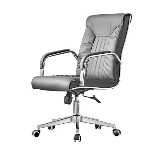 XTJS56QB Hohe Rückenlehne Chefsessel mit hoher Rückenlehne, PU-Leder-Bürostuhl mit Armlehne, ergonomischer Schreibtischstuhl for das Home-Office Einstellbar(Grigio) von XTJS56QB