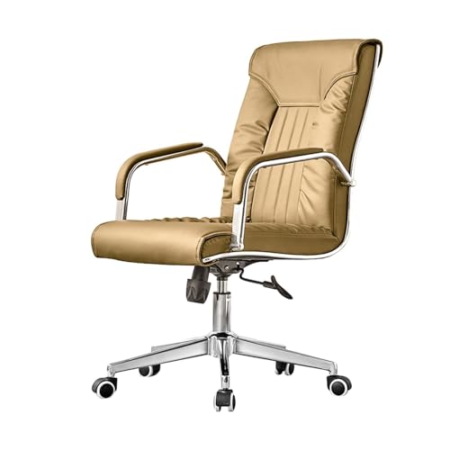 XTJS56QB Hohe Rückenlehne Chefsessel mit hoher Rückenlehne, PU-Leder-Bürostuhl mit Armlehne, ergonomischer Schreibtischstuhl for das Home-Office Einstellbar(Khaki) von XTJS56QB