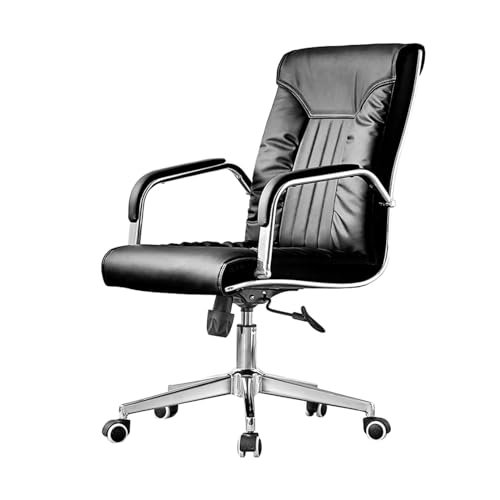 XTJS56QB Hohe Rückenlehne Chefsessel mit hoher Rückenlehne, PU-Leder-Bürostuhl mit Armlehne, ergonomischer Schreibtischstuhl for das Home-Office Einstellbar(Schwarz) von XTJS56QB