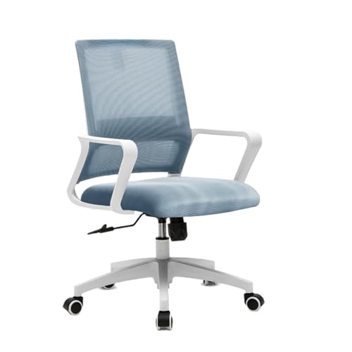XTJS56QB Hohe Rückenlehne Ergonomische Netz-Arbeitsdrehstühle mit Rollen, Bequeme Lordosenstütze for Zuhause, Schlafzimmer, Arbeitszimmer, Wohnheim, Studenten, Erwachsene Einstellbar(Blue) von XTJS56QB