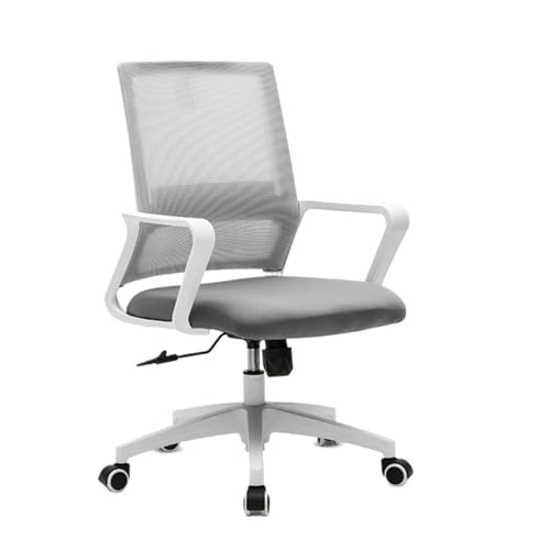 XTJS56QB Hohe Rückenlehne Ergonomische Netz-Arbeitsdrehstühle mit Rollen, Bequeme Lordosenstütze for Zuhause, Schlafzimmer, Arbeitszimmer, Wohnheim, Studenten, Erwachsene Einstellbar(Grigio) von XTJS56QB