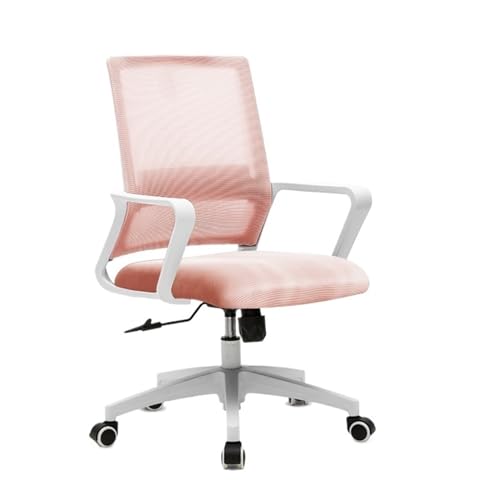XTJS56QB Hohe Rückenlehne Ergonomische Netz-Arbeitsdrehstühle mit Rollen, Bequeme Lordosenstütze for Zuhause, Schlafzimmer, Arbeitszimmer, Wohnheim, Studenten, Erwachsene Einstellbar(Pink) von XTJS56QB