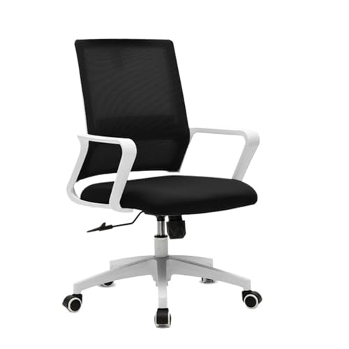 XTJS56QB Hohe Rückenlehne Ergonomische Netz-Arbeitsdrehstühle mit Rollen, Bequeme Lordosenstütze for Zuhause, Schlafzimmer, Arbeitszimmer, Wohnheim, Studenten, Erwachsene Einstellbar(Schwarz) von XTJS56QB
