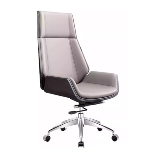 XTJS56QB Hohe Rückenlehne Ergonomischer Bürostuhl Home-Office-Schreibtischstuhl ohne Armlehne, hohe Rückenlehne, höhenverstellbar, Roll- und Drehstuhl Einstellbar(Grigio) von XTJS56QB