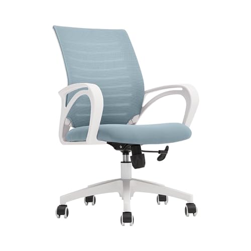 XTJS56QB Hohe Rückenlehne Ergonomischer Bürostuhl Home Wheels Mid Back Mesh Büroschreibtisch Rolling Swivel Task Chair Einstellbar(Blue) von XTJS56QB