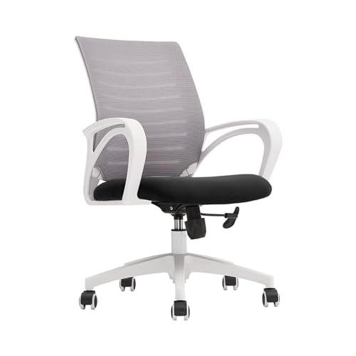 XTJS56QB Hohe Rückenlehne Ergonomischer Bürostuhl Home Wheels Mid Back Mesh Büroschreibtisch Rolling Swivel Task Chair Einstellbar(Grigio) von XTJS56QB