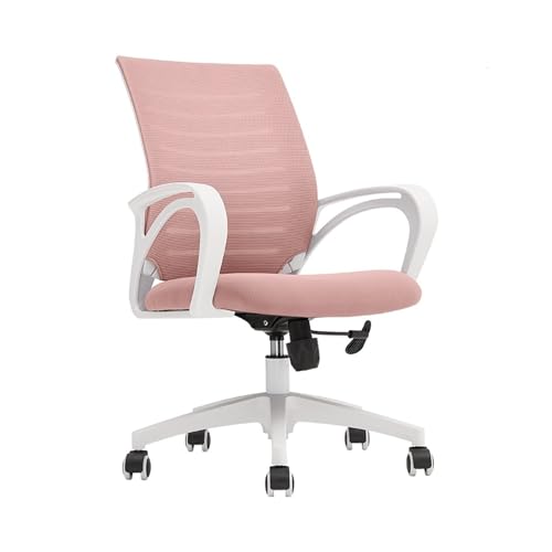 XTJS56QB Hohe Rückenlehne Ergonomischer Bürostuhl Home Wheels Mid Back Mesh Büroschreibtisch Rolling Swivel Task Chair Einstellbar(Pink) von XTJS56QB