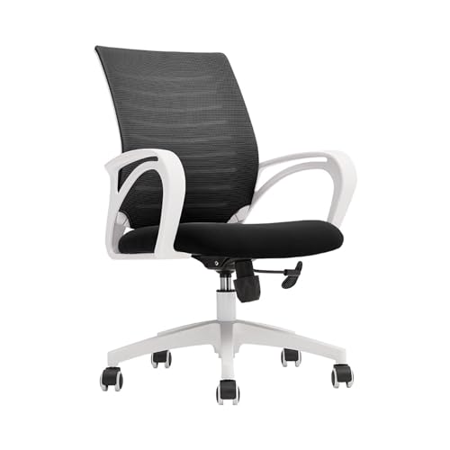 XTJS56QB Hohe Rückenlehne Ergonomischer Bürostuhl Home Wheels Mid Back Mesh Büroschreibtisch Rolling Swivel Task Chair Einstellbar(Schwarz) von XTJS56QB