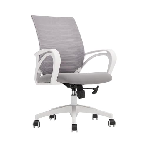 XTJS56QB Hohe Rückenlehne Ergonomischer Bürostuhl Home Wheels Mid Back Mesh Büroschreibtisch Rolling Swivel Task Chair Einstellbar(Weiß) von XTJS56QB