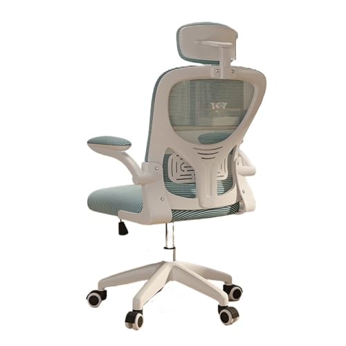 XTJS56QB Hohe Rückenlehne Ergonomischer Bürostuhl mit hoher Rückenlehne, Kopfstütze, Executive-Stuhl, Nylonrädern und verstellbaren Armlehnen, Netz-Rollstuhl Einstellbar(Green) von XTJS56QB