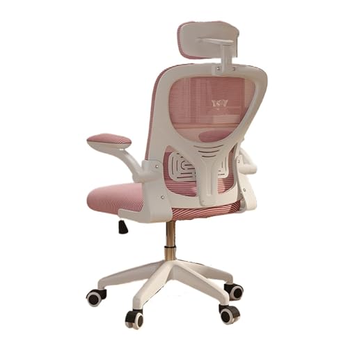 XTJS56QB Hohe Rückenlehne Ergonomischer Bürostuhl mit hoher Rückenlehne, Kopfstütze, Executive-Stuhl, Nylonrädern und verstellbaren Armlehnen, Netz-Rollstuhl Einstellbar(Pink) von XTJS56QB