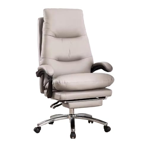 XTJS56QB Hohe Rückenlehne Home-Office-Stuhl, Freizeitstuhl, bequemer, gepolsterter Schreibtischstuhl, Schlafzimmer-/Arbeitszimmerstuhl mit hoher Rückenlehne, Bürostuhl aus PU-Leder Einstellbar(Beige) von XTJS56QB
