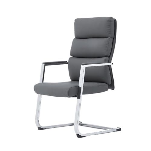 XTJS56QB Hohe Rückenlehne Home-Office-Stuhl mit mittlerer Rückenlehne und Metall-Chrom-Finish, ergonomischer Bürostuhl ohne Rollen Einstellbar(Grigio) von XTJS56QB