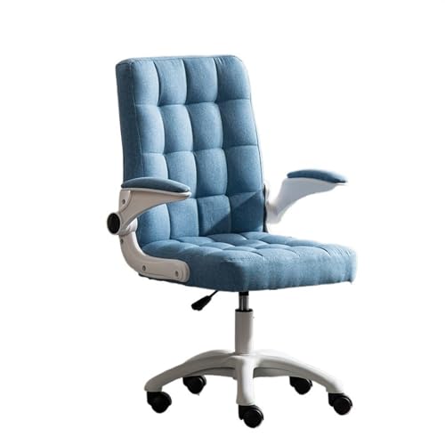XTJS56QB Hohe Rückenlehne Home-Office-Stuhl mit verstellbaren Armlehnen, weicher und bequemer Stoff-Bürostuhl, Arbeitszimmerstuhl, mittelhohe Rückenlehne, Drehsitz Einstellbar(Blue) von XTJS56QB
