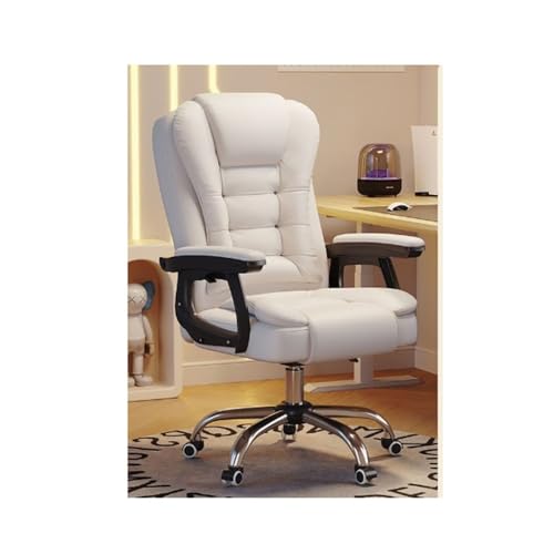 XTJS56QB Hohe Rückenlehne Home PU Leder Bürostuhl Bequemer weicher Drehstuhl Gaming Stuhl Verstellbarer Bürostuhl Einstellbar(Weiß) von XTJS56QB
