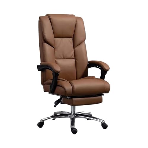 XTJS56QB Hohe Rückenlehne Home-Studienstuhl mit hoher Rückenlehne, moderner Luxus-Drehstuhl, hochklappbarer Chefsessel, ergonomischer Sessel Einstellbar(Bruin) von XTJS56QB